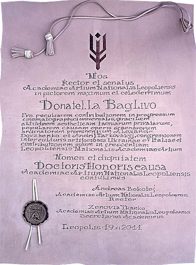 Donatella Baglivo, certificato