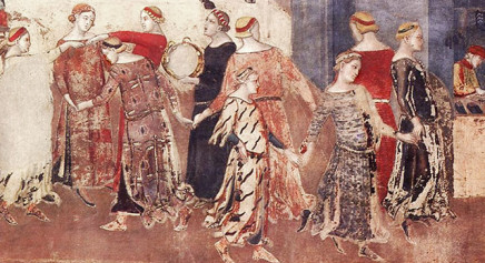 Ambrogio Lorenzetti: dettaglio dell'allegoria Allegoria del Buon Governo (1338-1339), Palazzo Pubblico, Siena [wikipedia]